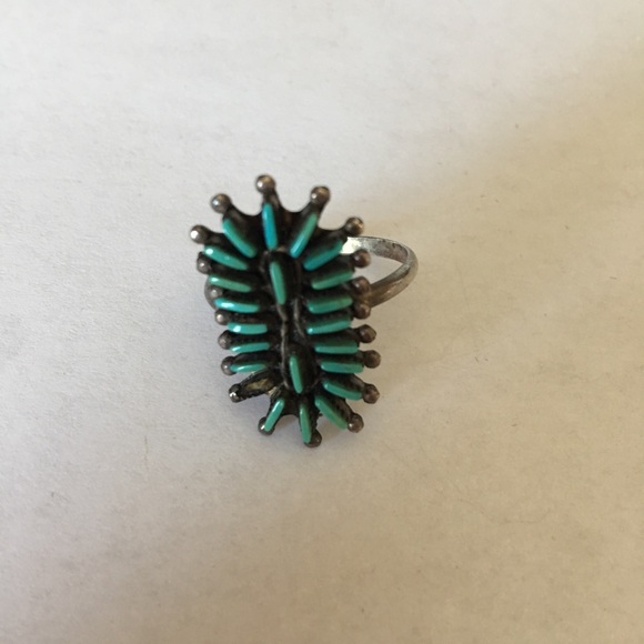 Vintage Native American Zuni Turquoise Cluster Ring 8.75-9 - Picture 4 of 7